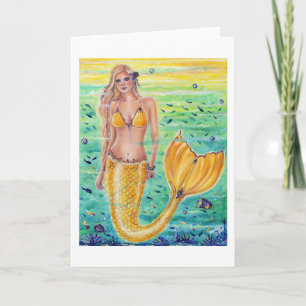 Aelia Yellow mermaid art By Renee L. Lavoie Karte