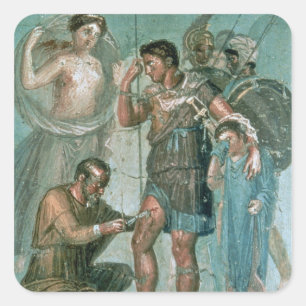 Aeneas verletzt, von Pompeji Quadratischer Aufkleber