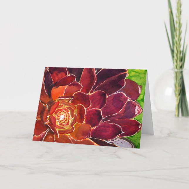 Aeonium Aquarellkarte Karte (Vorderseite)