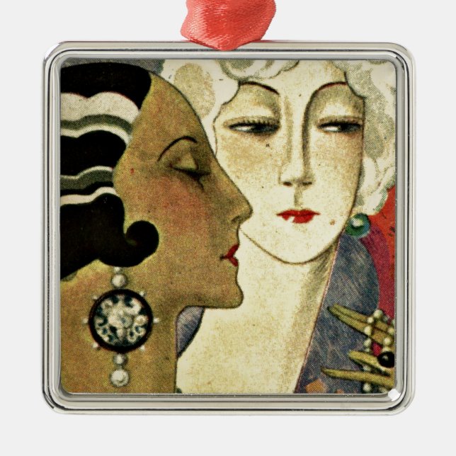 Aer Deco Damen Silbernes Ornament (Vorne)