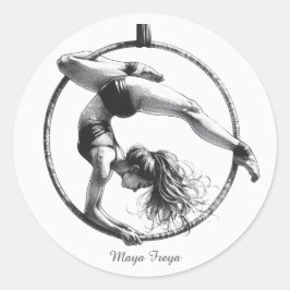 Aerial Hoop Lyra Name Runder Aufkleber