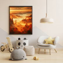 "Aerial Jungle Landschaft Rote Bäume und Wolkenmee