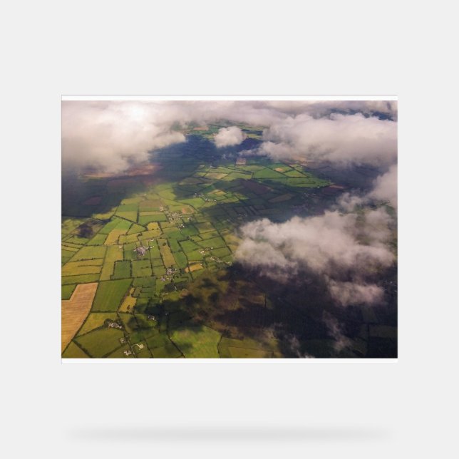 Aerial Patchwork of Irish Farmland and Clouds Acrylschild (Vorderseite)
