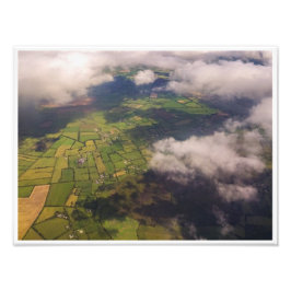 Aerial Patchwork of Irish Farmland and Clouds Fotodruck