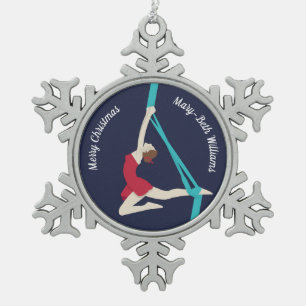 Aerial Silks Schneeflocken Zinn-Ornament