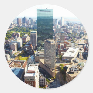 Aerial view of Boston 2 Runder Aufkleber
