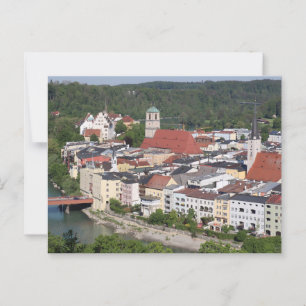 Aerial View of Historic Wasserburg am Inn Postkarte