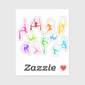 Aerialist Aerial Silk Lyra Silhouetten Regenbogen Aufkleber