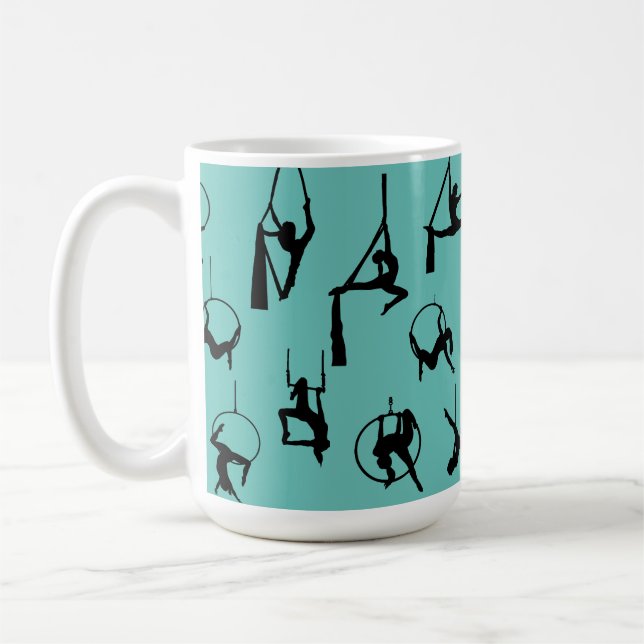 Aerialist Aerial Silks Lyra Silhouetten aqua Kaffeetasse (Links)