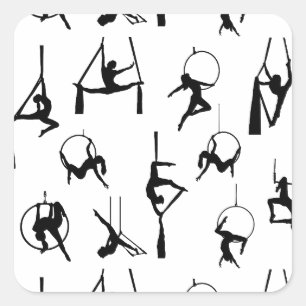 Aerialist Aerial Silks Lyra Silhouetten Quadratischer Aufkleber