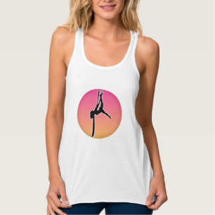 Aerialist auf Luftseide-Silhouette-Tänzer-Pose Tank Top