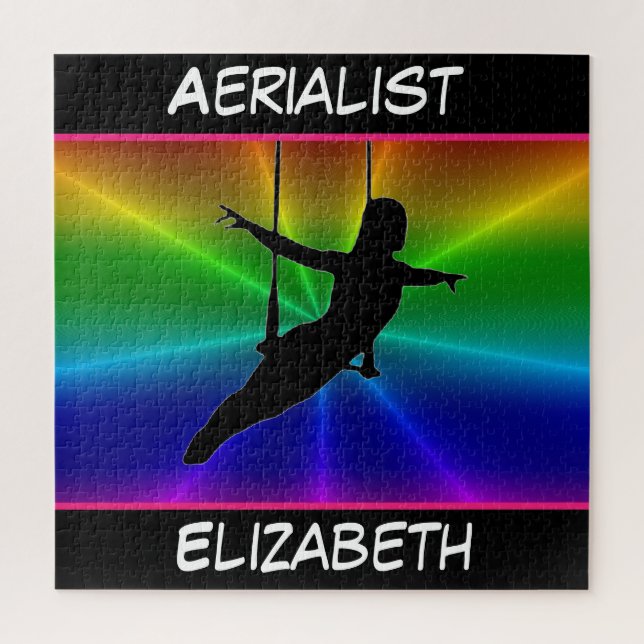 Aerialist auf Trapeze Rainbow Burst Puzzle (Vertikal)