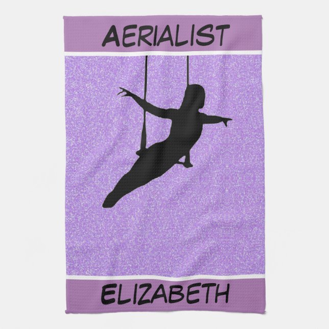 Aerialist Lila Glitzer Geschirrtuch (Vertikal)