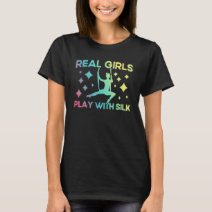 Aerialist Yoga Real Girls spielen mit Seidenleder T-Shirt