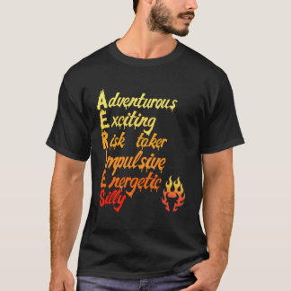 Aeries Fire Spell Out Graphic Zodiac Acronym Initi T-Shirt
