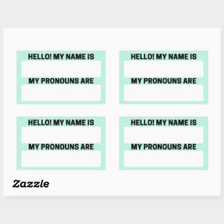 Aero Blue Name & Pronoun Labels Rechteckiger Aufkleber