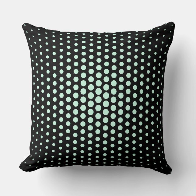 Aero Blue Techno Dots Modern Black Kissen (Vorderseite)
