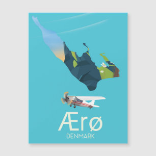 AErø, Dänemark Map travel poster Magnetkarte