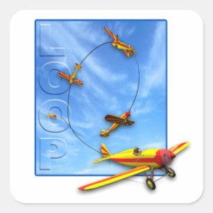 Aerobatic Manöver der Schleife mit Flugzeug Quadratischer Aufkleber