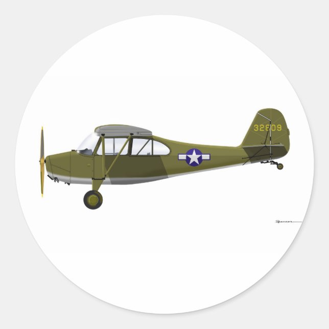 Aeronca L-16 Grasshopper Runder Aufkleber (Vorderseite)