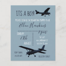Aeroplane Baby Shower Budget Invitation