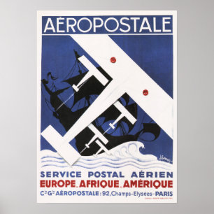AEROPOSTALE Postal Altes Flugzeug Poster Art Deco