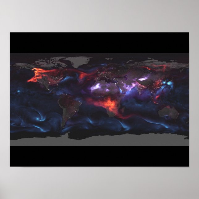 Aerosol Earth Black Carbon, Staub, Zyklone, Städte Poster (Vorne)
