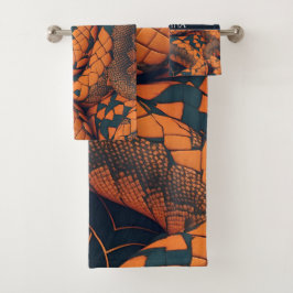 Aeskulapische Schlange Mosaik Farbiges Muster Badhandtuch Set