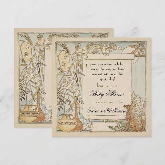 Aesop's Storybook Baby Shower Einladungen (Vorne/Hinten)