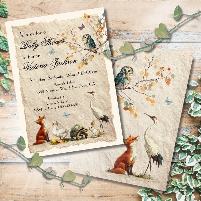 Aesop's Storybook Characters Baby Shower Einladung (Von Creator hochgeladen)