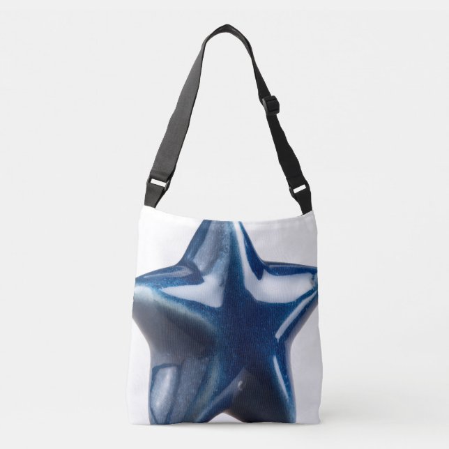 Aesthetic 3D Blue Star Art Tote Bag Tragetaschen Mit Langen Trägern (Vorderseite)
