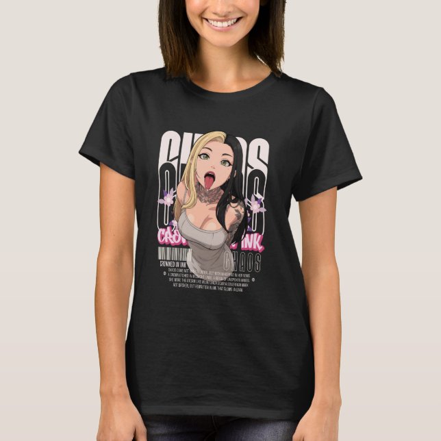 Aesthetic Anime Girl Tattoos Chaos Goth Streetwear T-Shirt (Vorderseite)