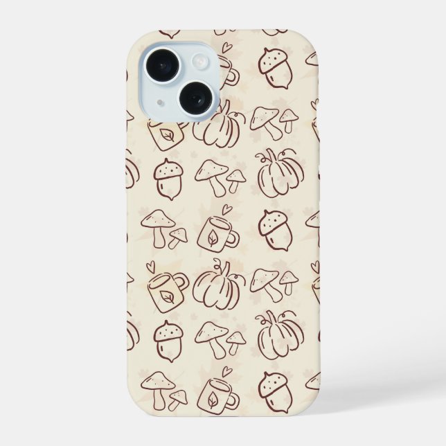 Aesthetic Autumn Doodle Pattern Phone Case iPhone 15 Hülle (Rückseite)