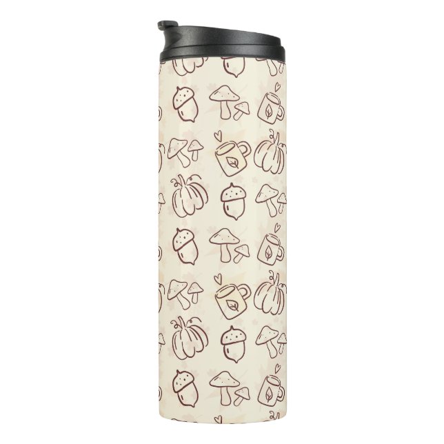 Aesthetic Autumn Doodle Pattern Thermal Tumbler Thermosbecher (Nach rechts gedreht)