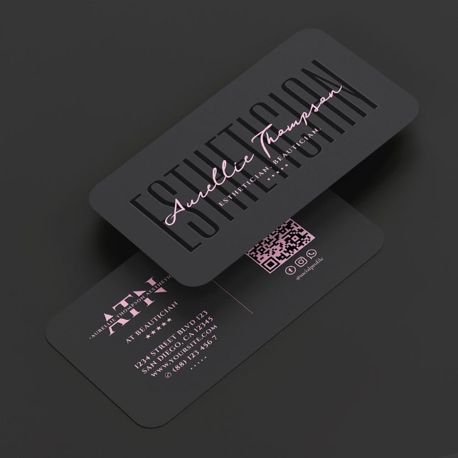 Aesthetic Beautician Cosmetologist Black Pink Visitenkarte (Aesthetic Beautician Cosmetologist Black Pink Business Card
)