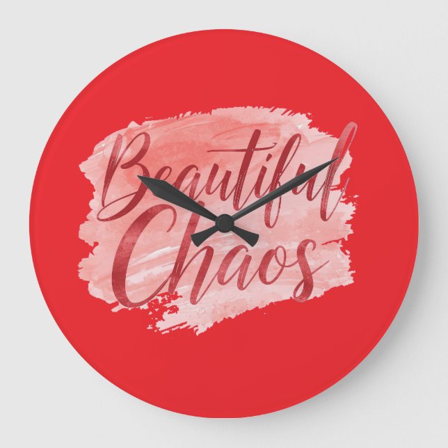 Aesthetic Beautiful Chaos Script Typography Große Wanduhr (Vorderseite)