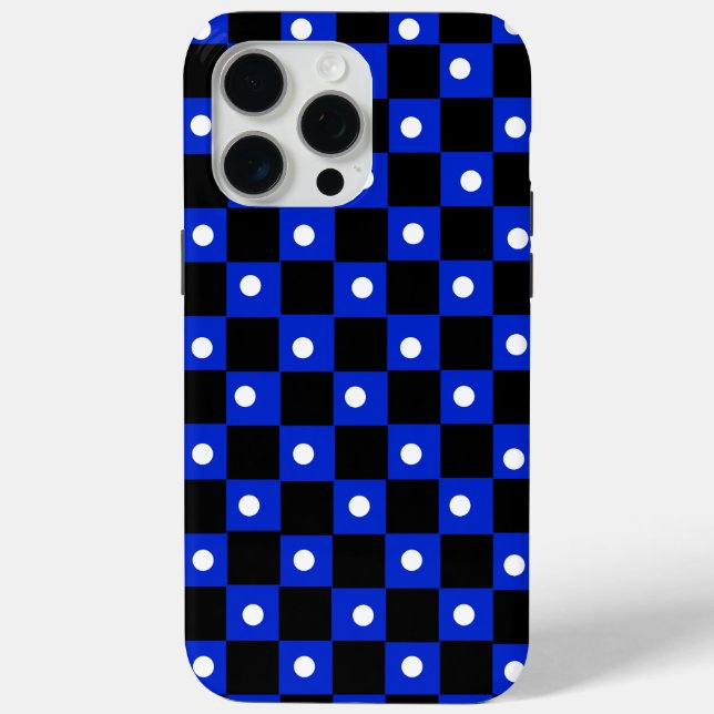 Aesthetic black blue checkerboard with retro dot Case-Mate iPhone hülle (Rückseite)