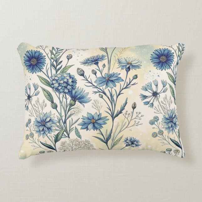 Aesthetic Blue Wildflowers Dekokissen (Vorderseite)