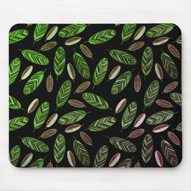 Aesthetic Botanical Black& Green Mouse Pad Mousepad (Vorne)