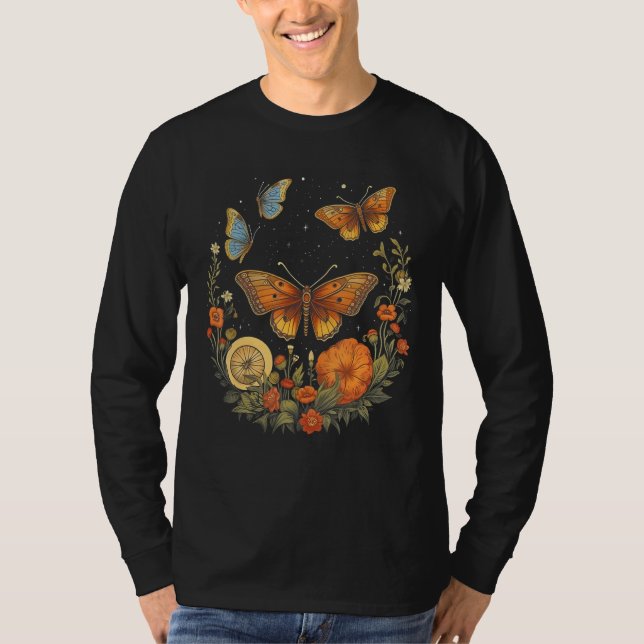 Aesthetic Butterflies Moon Motifs Butterfly With F T-Shirt (Vorderseite)