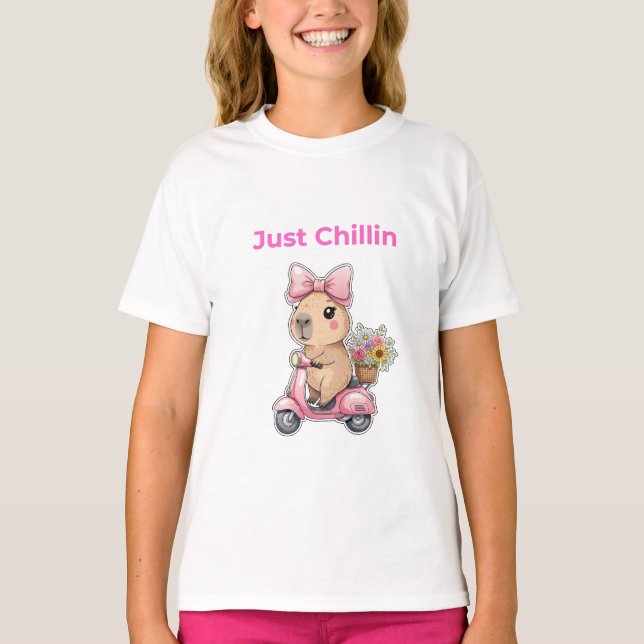 Aesthetic Capybara Just Chillin' Cute T-Shirt (Vorderseite)
