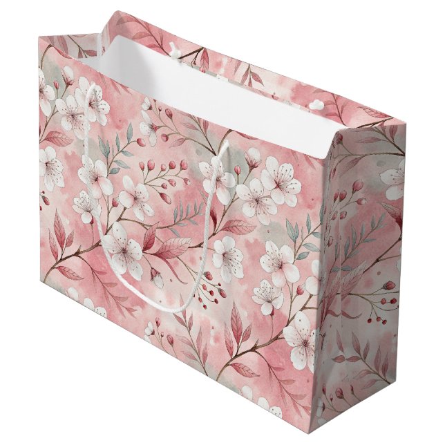 Aesthetic cherry blossoms große geschenktüte (Vorderseite Schrägansicht)