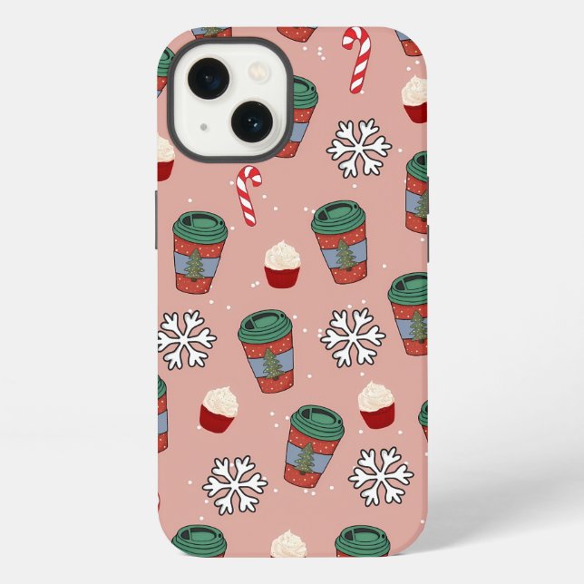 Aesthetic Christmas Mistletoe Coffee iPhone Hülle (Rückseite)