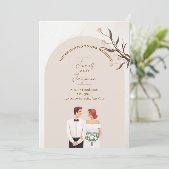 Aesthetic classy wedding invitation einladung (Stehend Vorderseite)