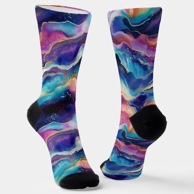 Aesthetic colorful modern rainbow agate glitter socken (Gewinkelt)