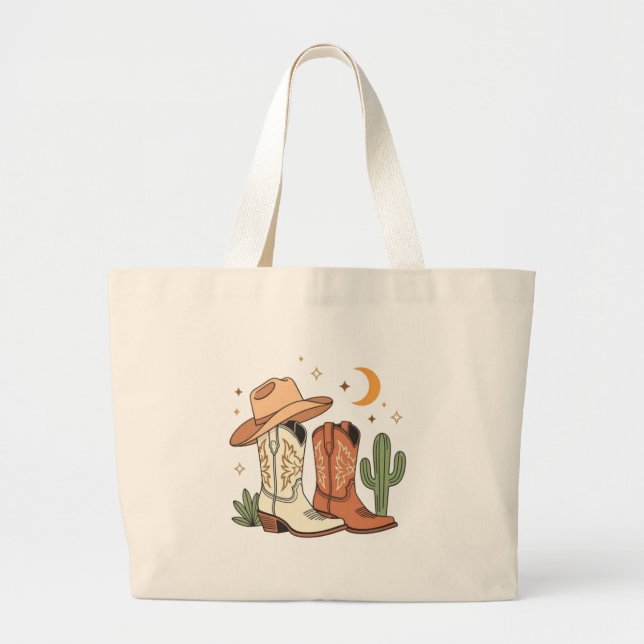Aesthetic Cowgirl  Pastel Western Desert Vibes  Jumbo Stoffbeutel (Vorne)