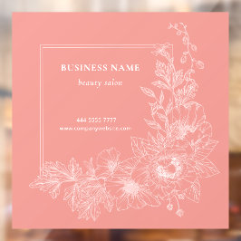 Aesthetic Floral Border Beauty Salon Peach Sign Fensteraufkleber