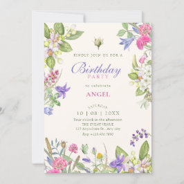 Aesthetic floral garden birthday einladung
