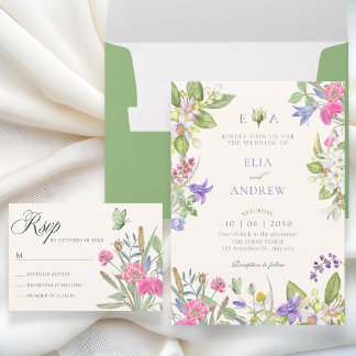 Aesthetic floral garden wedding einladung