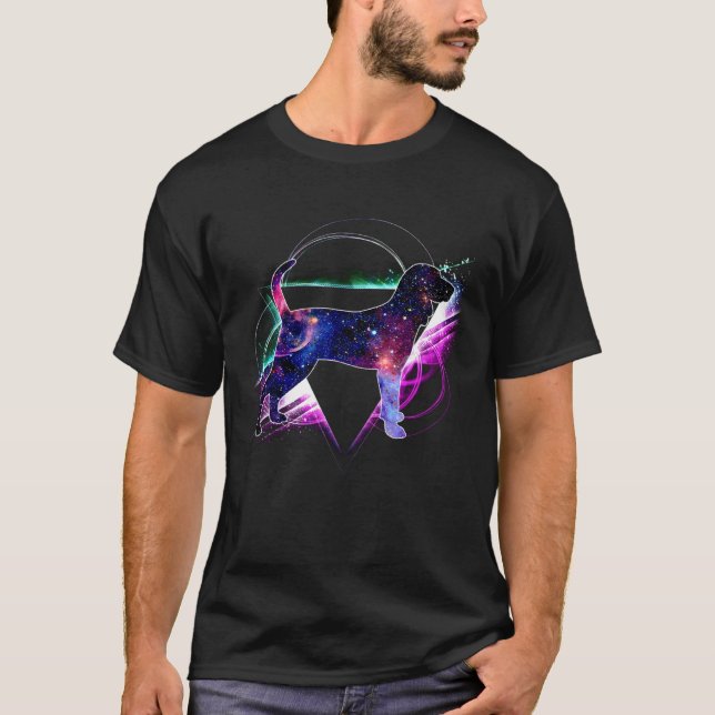 Aesthetic Galaxy Black And Tan Coonhound T-Shirt (Vorderseite)